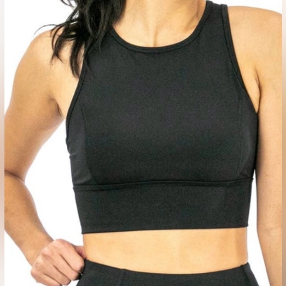 Nanette Lepore Play Crop Top Sport Bra Black XL NWT Workout Athletic Activewear